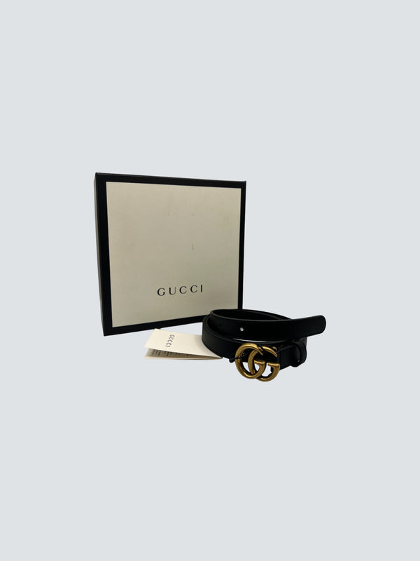 Gucci Black Leather Marmont GG  Belt