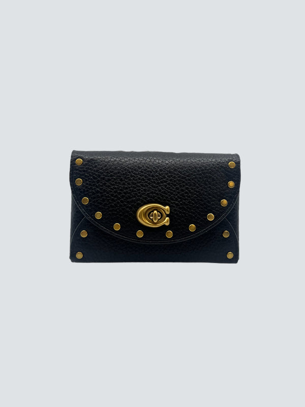 Coach Black Leather Cardholder  with Studs