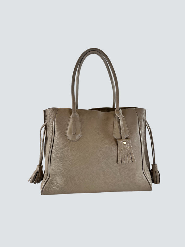Longchamp Nude Leather Tote Handbag