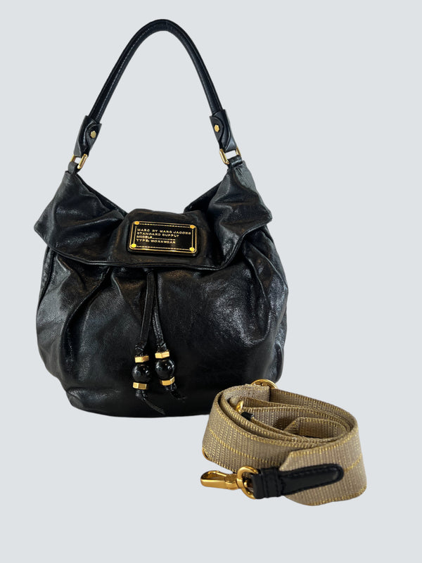 Marc by Marc Jacobs Black Leather Lil Riz Hobo Crossbody Handbag