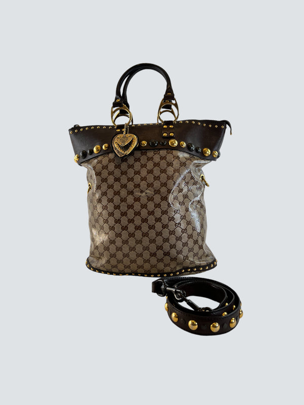 Gucci Monogram Canvas & Leather Large Tote