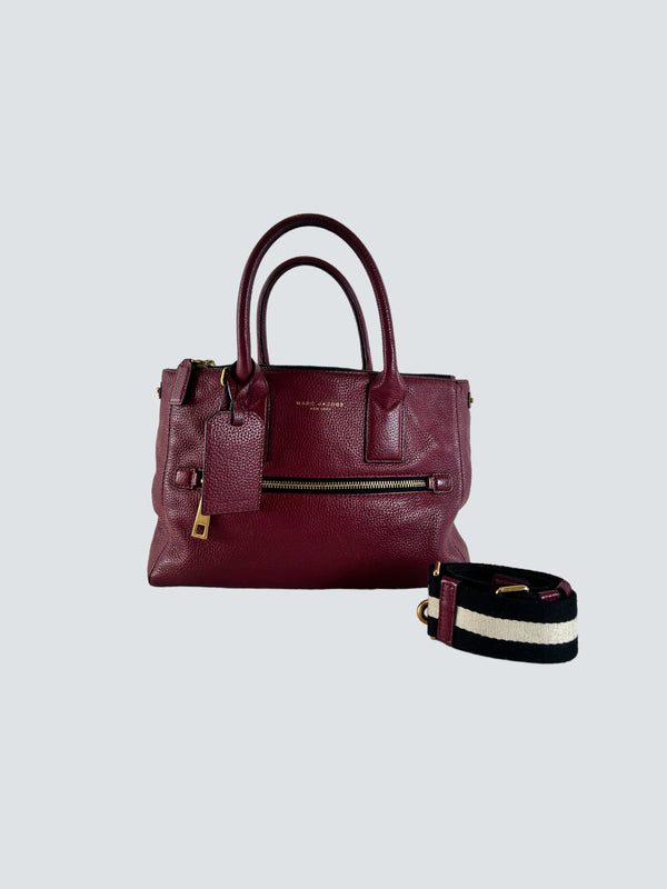 Marc Jacobs Burgundy Leather Tote Handbag
