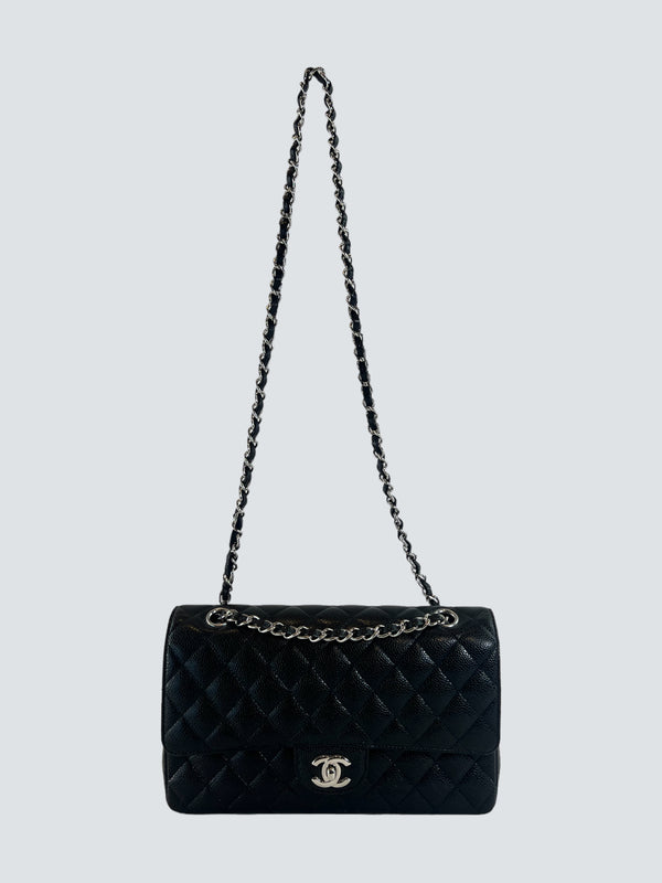 Chanel Black Caviar Leather Medium Double Flap