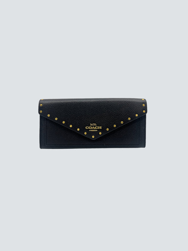 Coach Black Leather Studded Wallet