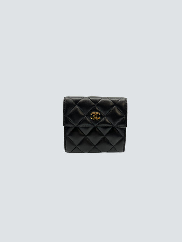 Chanel Black Lambskin Leather Wallet