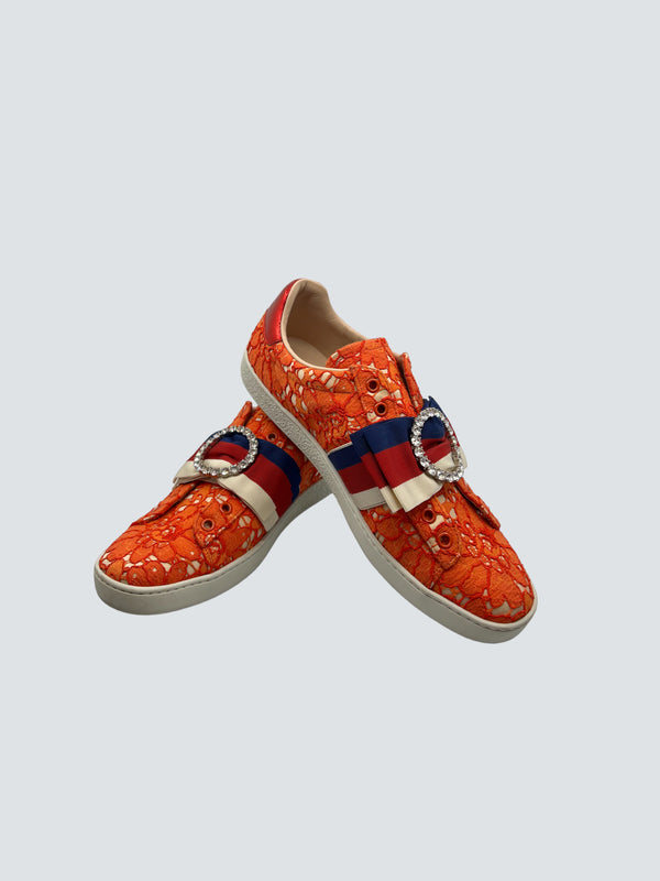 Gucci Orange Canvas Sneakers - UK 5.5