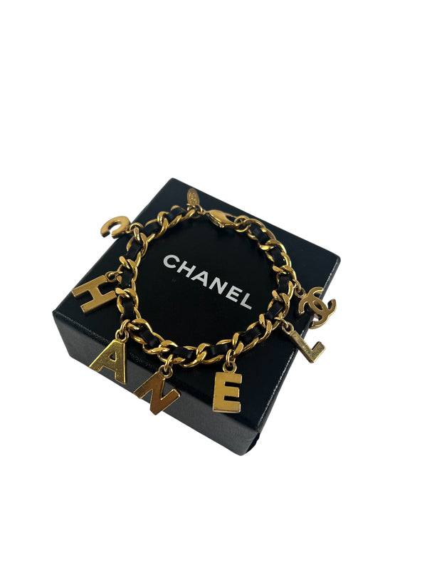 Chanel Goldtone & Leather Charm Bracelet