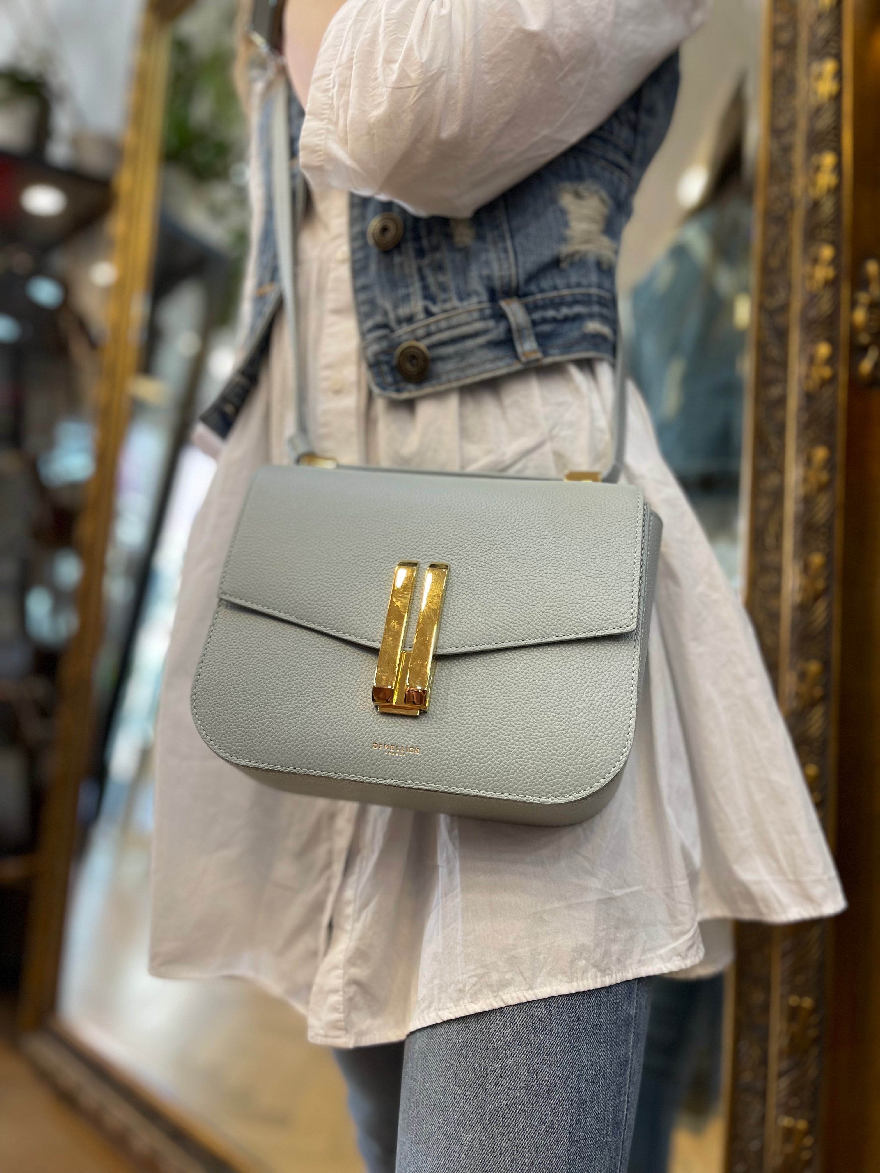 DeMellier London Vancouver Sage Green Leather Crossbody