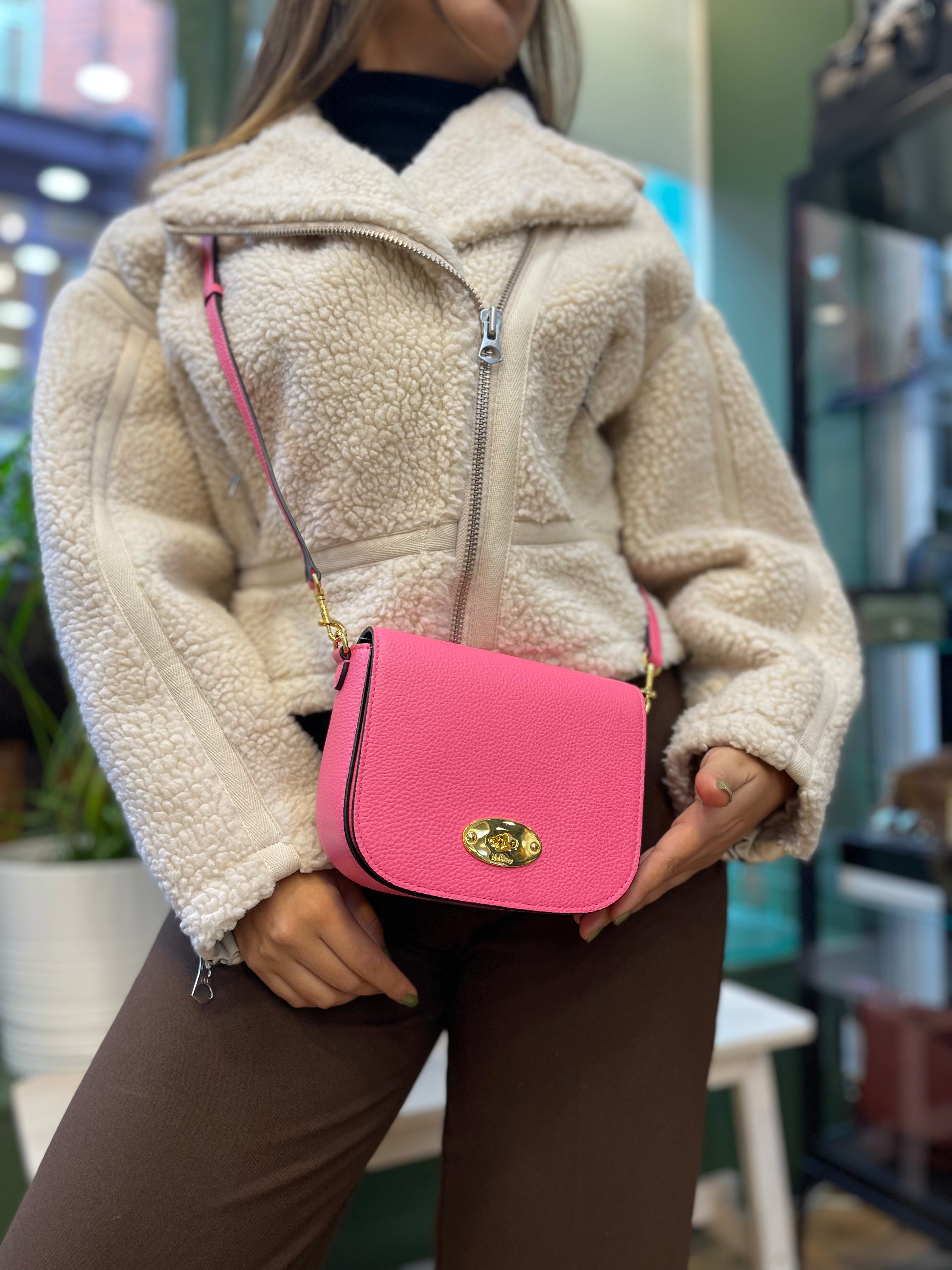 Mulberry Pink Grained Leather Small Darley Satchel