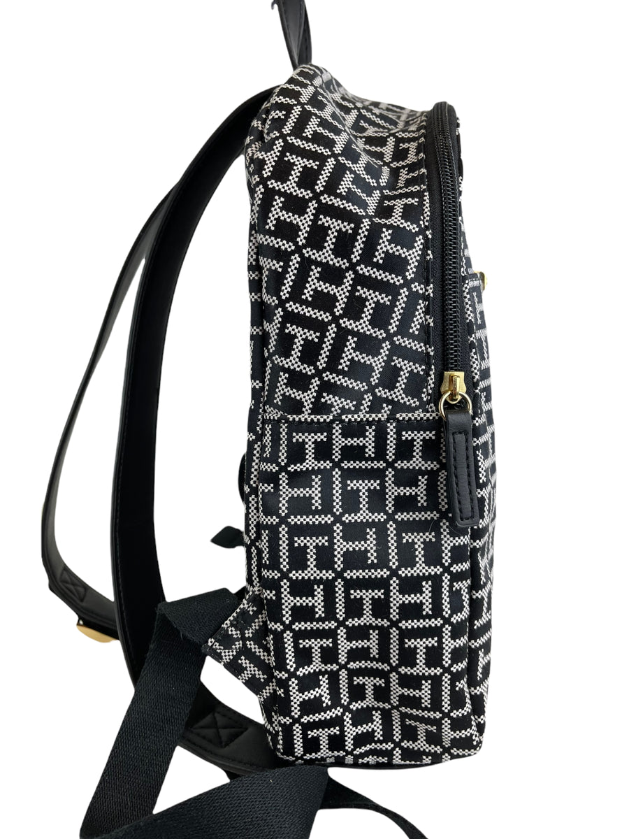Tommy Hilfiger Black and White Canvas Backpack Siopaella Designer Exchange