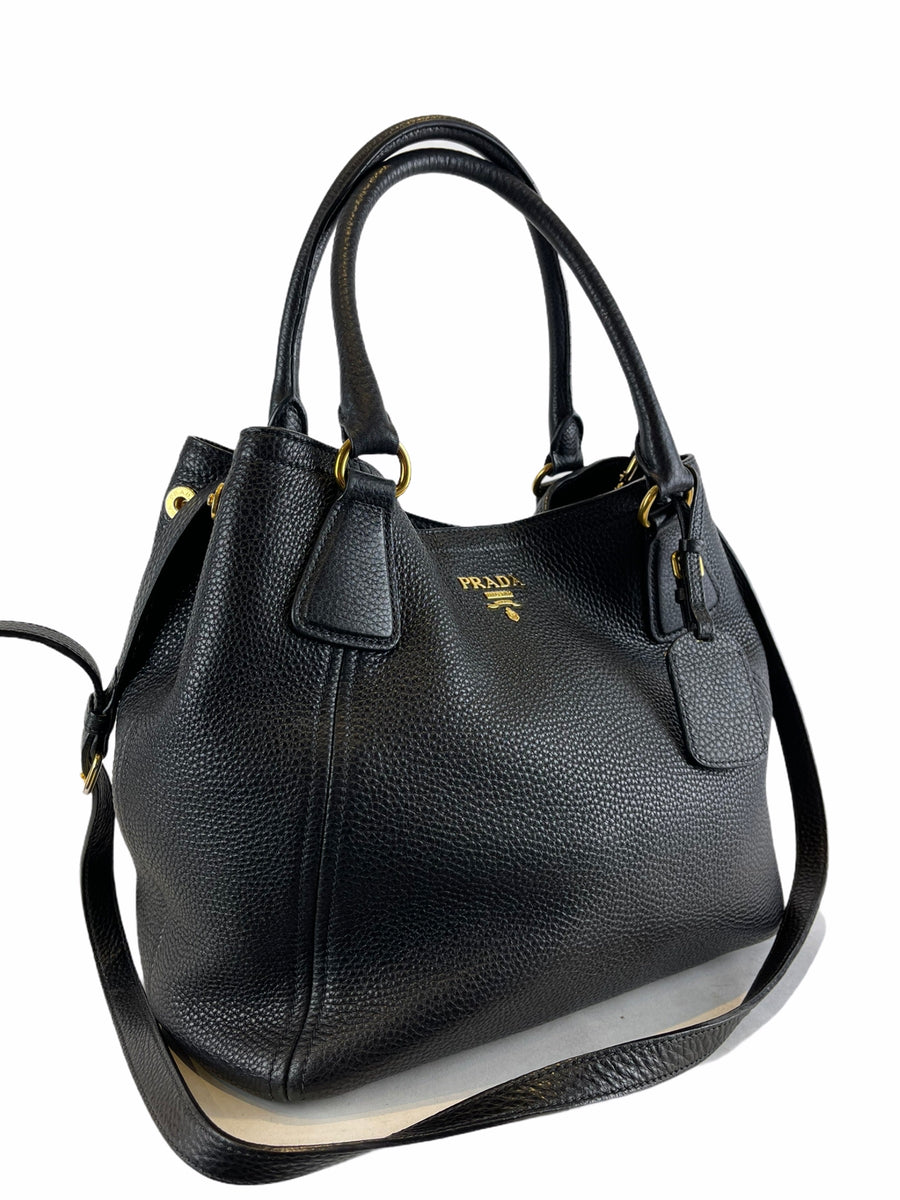 Prada Black Leather Crossbody Tote As seen on Instagram 18/04/21