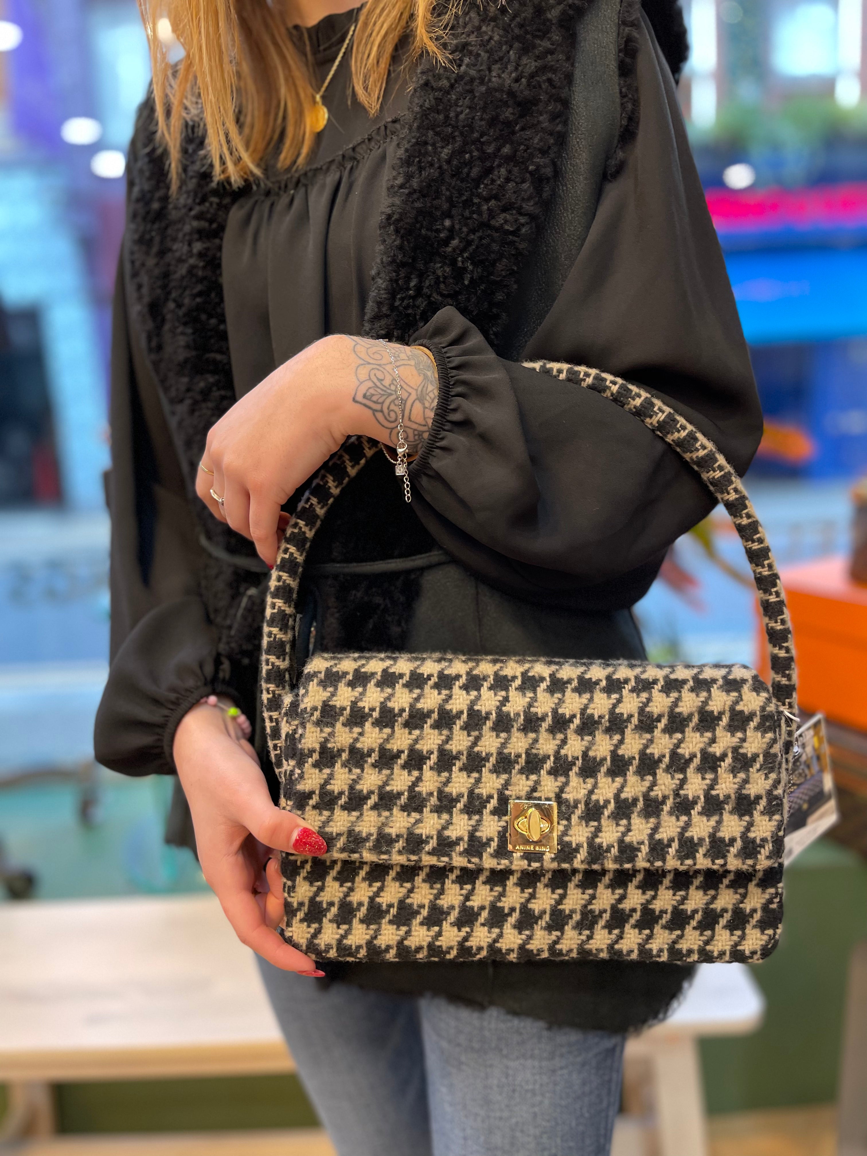 Anine Bing Houndstooth Handbag – Siopaella Designer Exchange