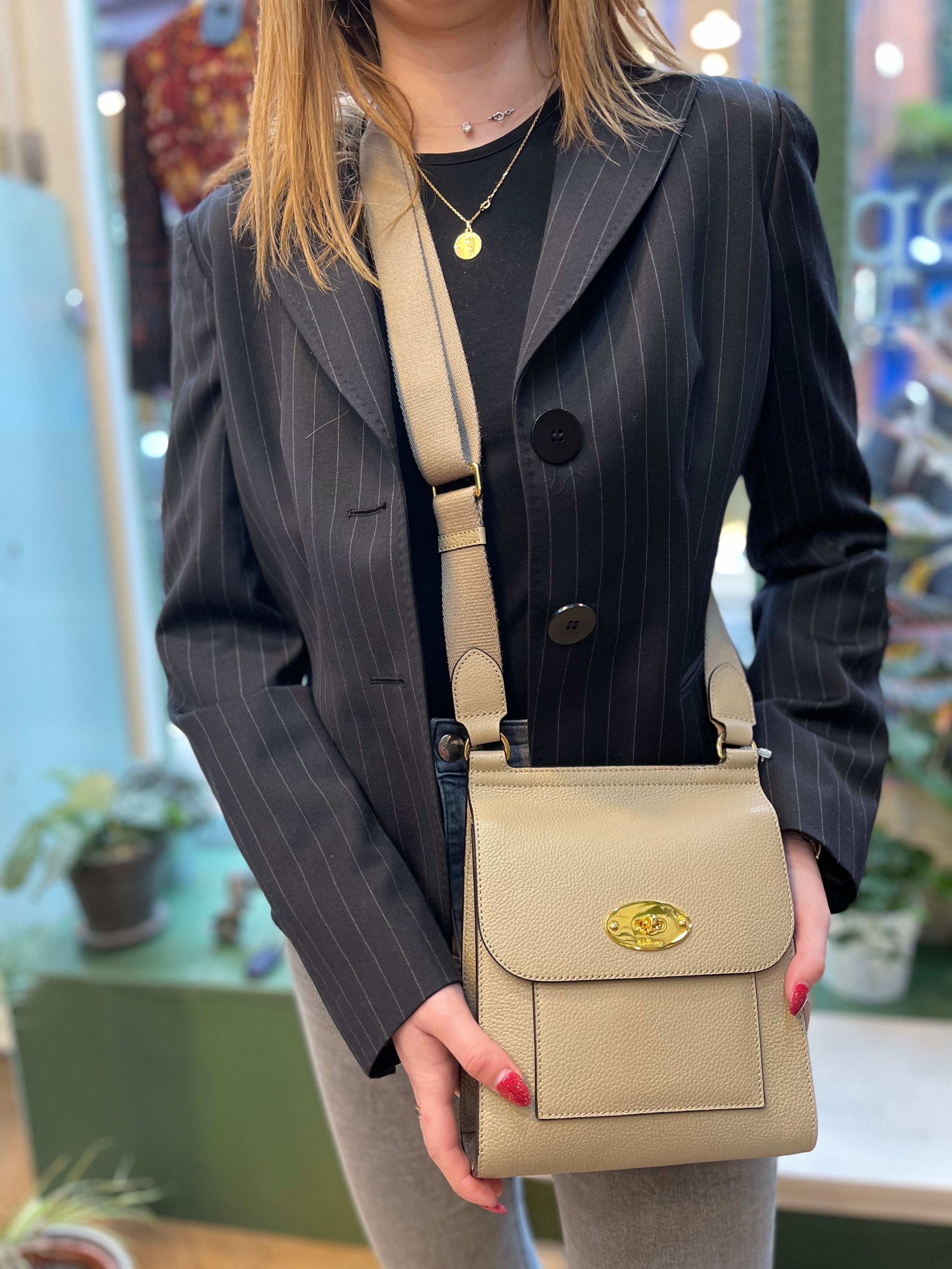 Mulberry Cream Leather Small Antony Crossbody Bag