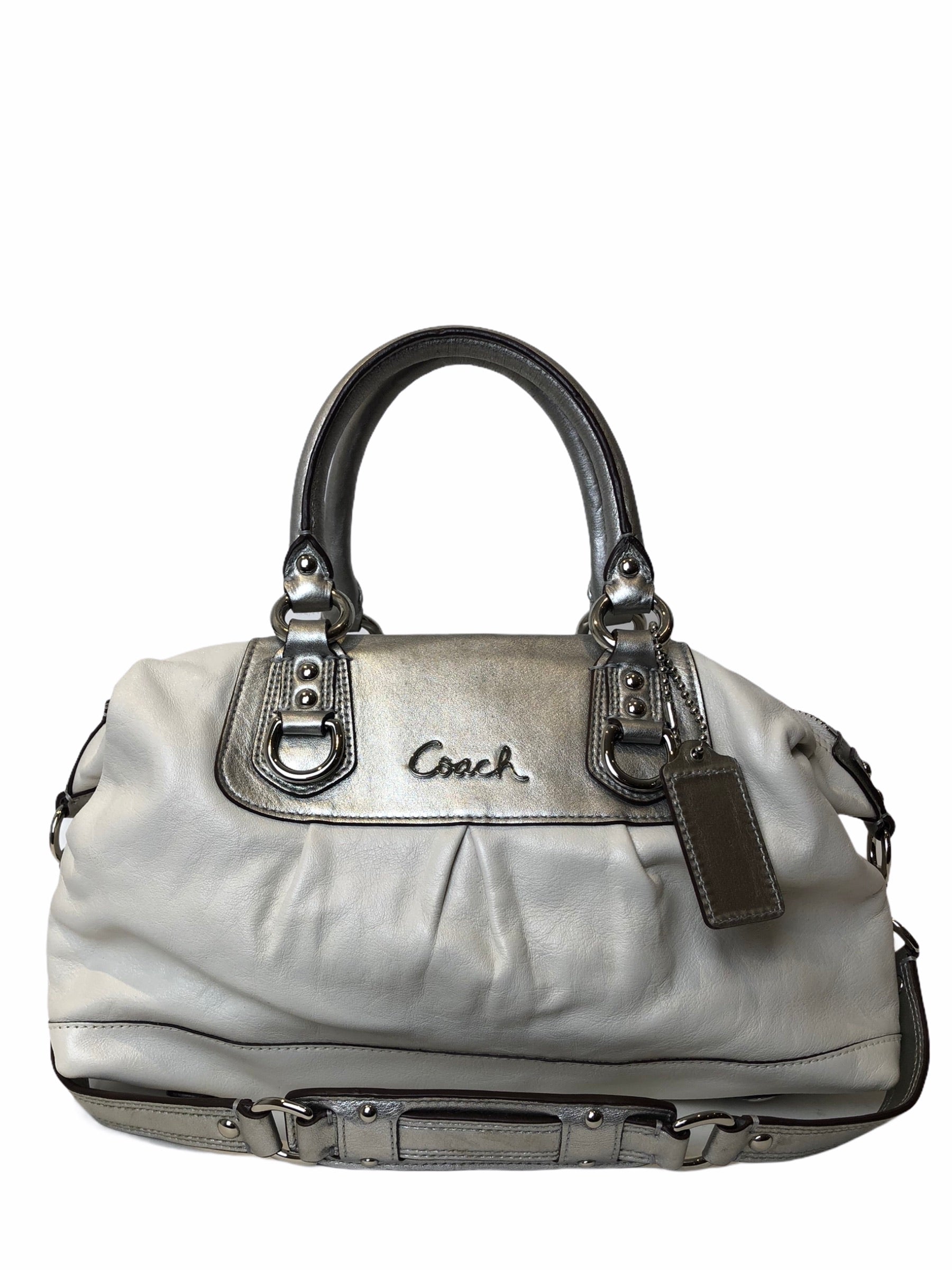 Coach White Silver Leather Tote – Siopaella Designer Exchange