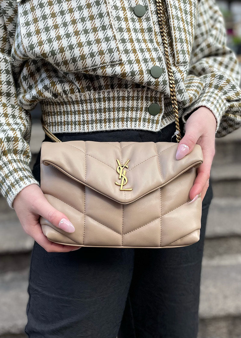 Crossbody Bag Saint Laurent Loulou Toy Beige Dark Beige Small