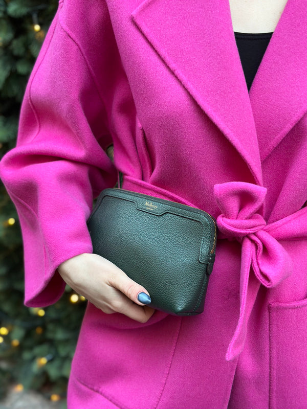 Mulberry Green Leather Cosmetic  Pouch