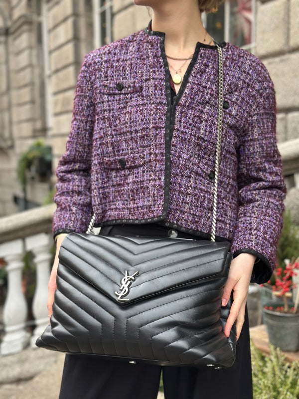 Saint Laurent Black Quilted Leather XL Lou Lou