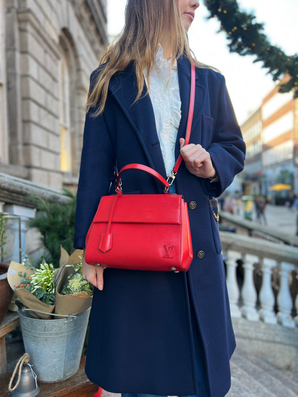 Louis Vuitton Orange Red Cluny Epi Leather Handbag