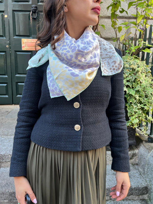 Fendi Multi Colour Leopard Print Silk Scarf