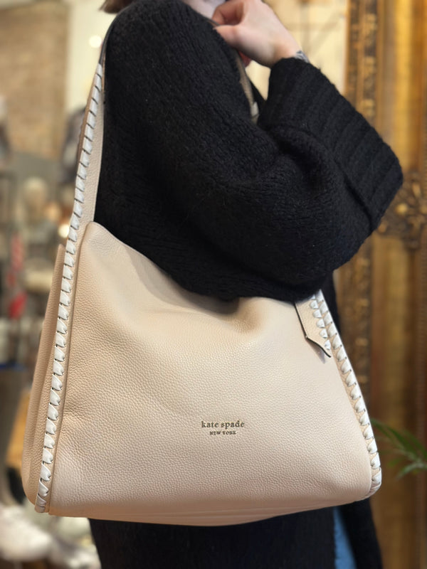 Kate Spade Knott Whipstiched Cream Leather Hobo