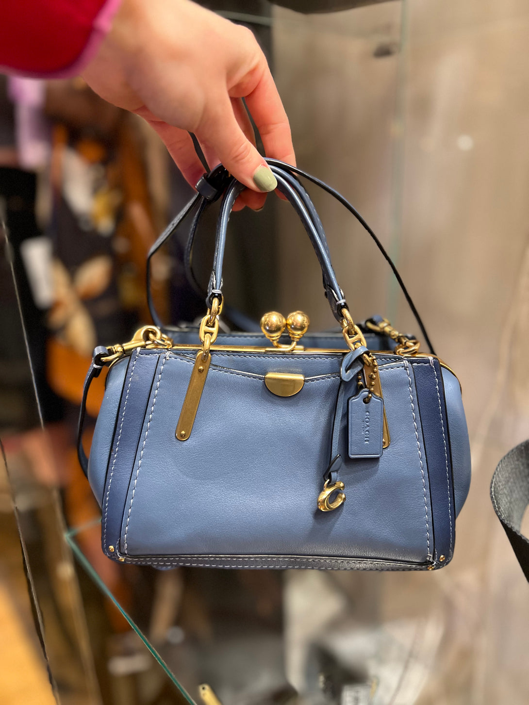 Coach Small Blue Leather Crossbody – Siopaella Designer Exchange