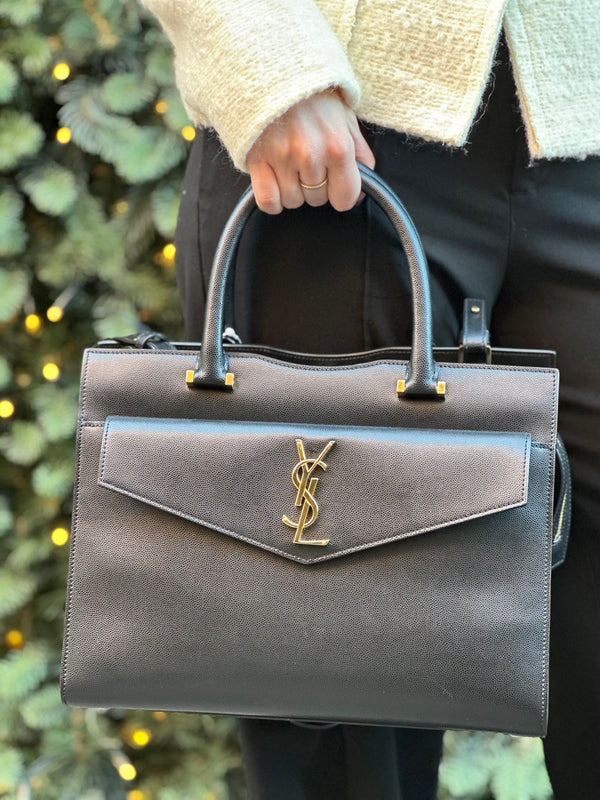 Saint Laurent Black Grained Leather Uptown Tote