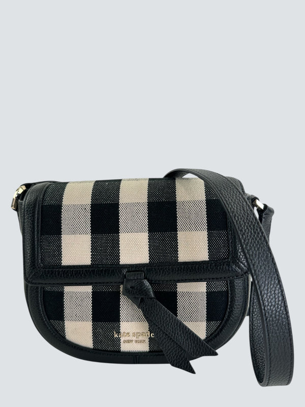 Kate Spade Black & White Leather & Canvas Shoulder Bag