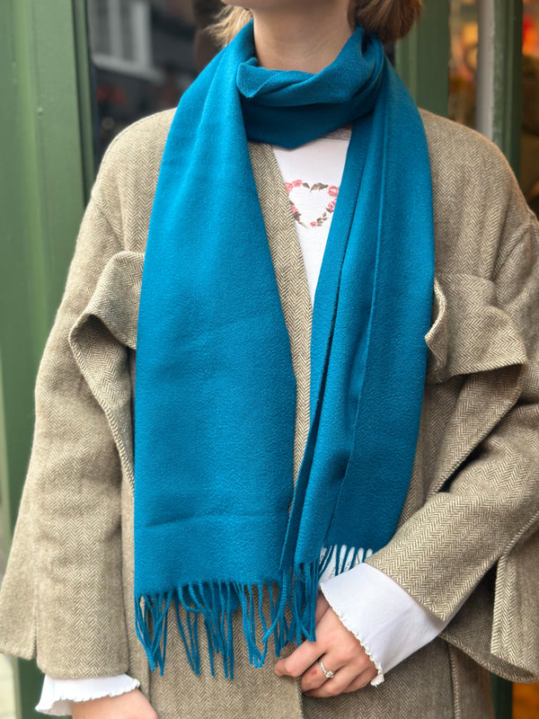 Johnstons of Elgin Teal Cashmere Scarf
