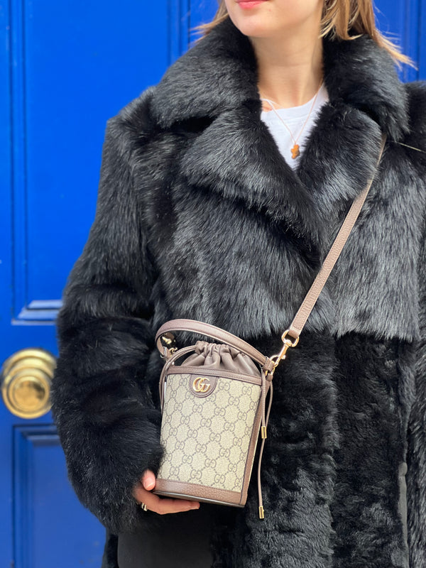 Gucci Monogram Canvas Ophidia Mini Bucket Bag