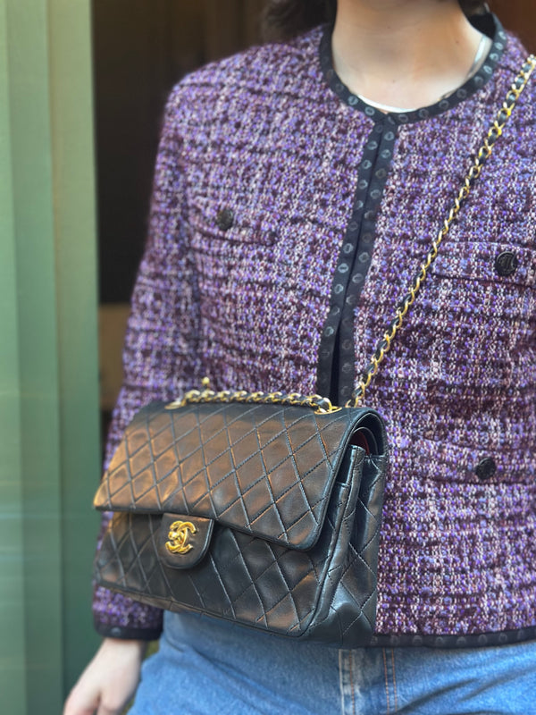 Chanel Black Lambskin Leather Classic Double Flap