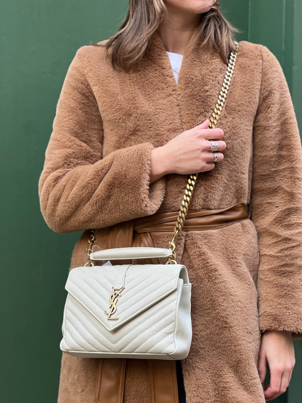 Saint Laurent Off White Leather College Crossbody