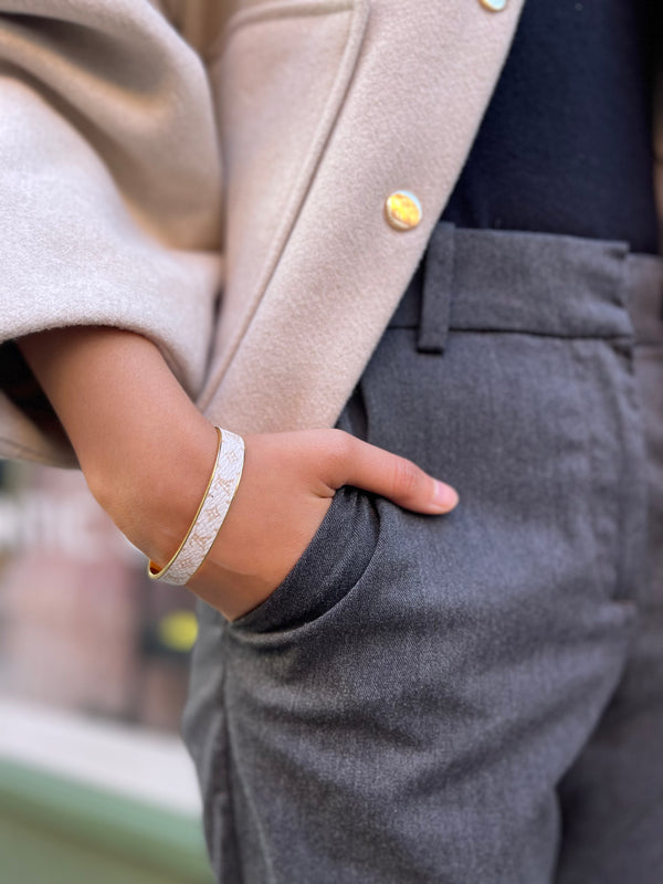 Louis Vuitton Cream Monogram Goldtone Bracelet