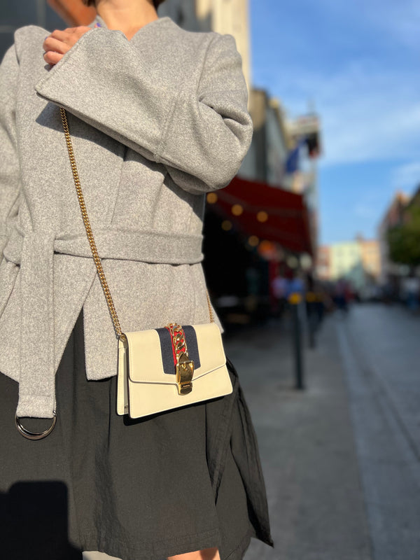 Gucci White Leather Mini Sylvie Crossbody