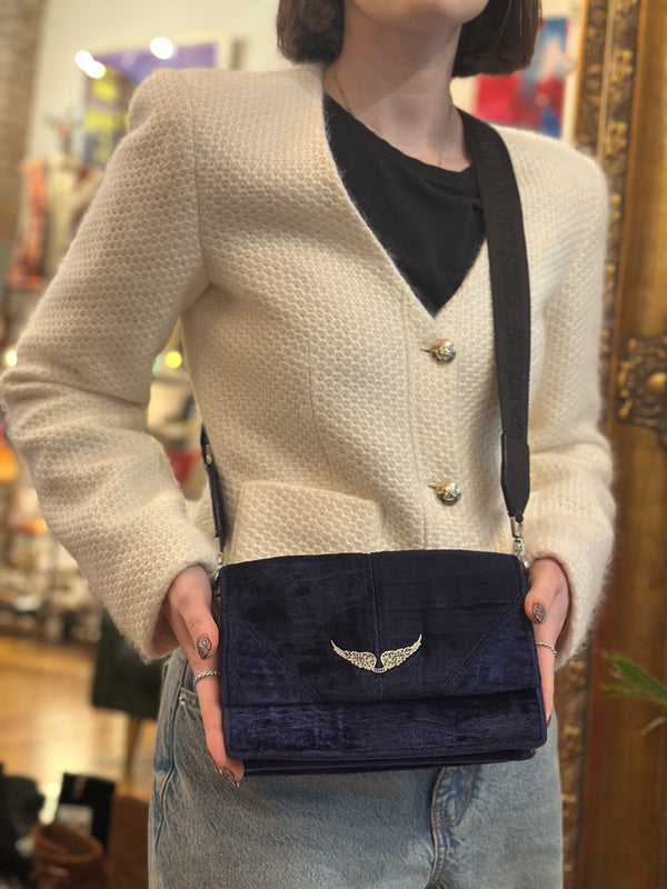 Zadig & Voltaire Navy Velvet Handbag