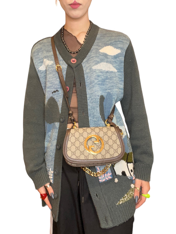 Gucci Monogram Canvas and Leather "Blondie" Shoulder Handbag