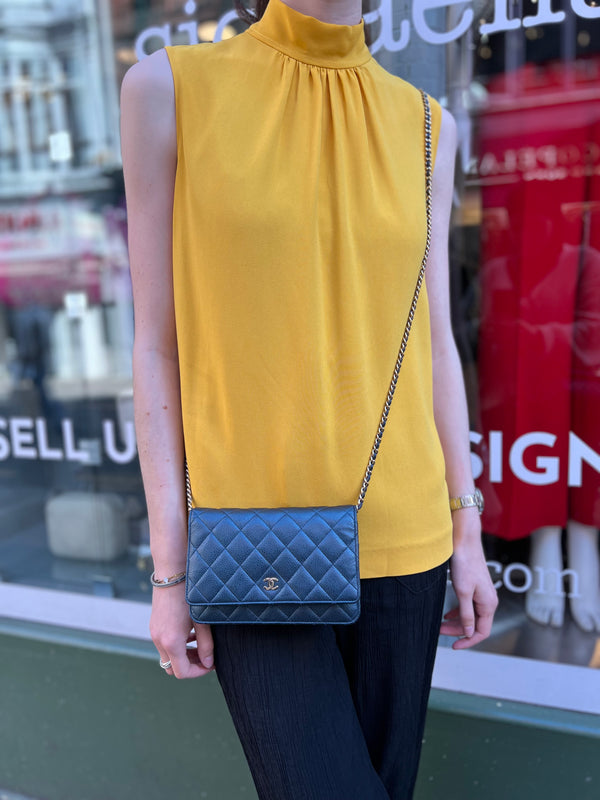 Chanel Navy Caviar Leather Wallet on Chain