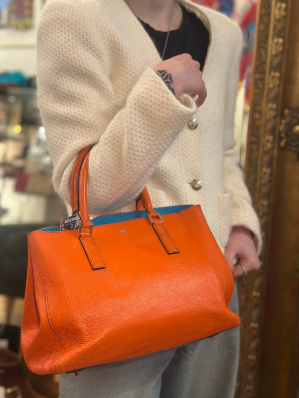 Anya Hindmarch Orange Leather Tote Handbag