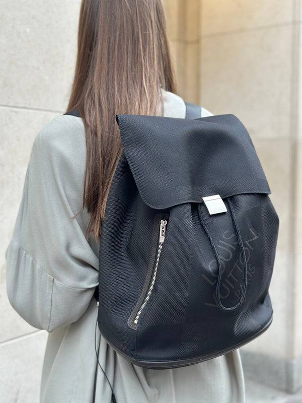 Louis Vuitton Black Canvas Geant Peony Backpack