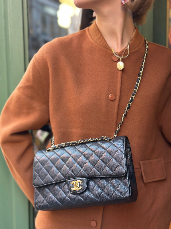 Chanel Black Caviar Leather Medium Double Flap
