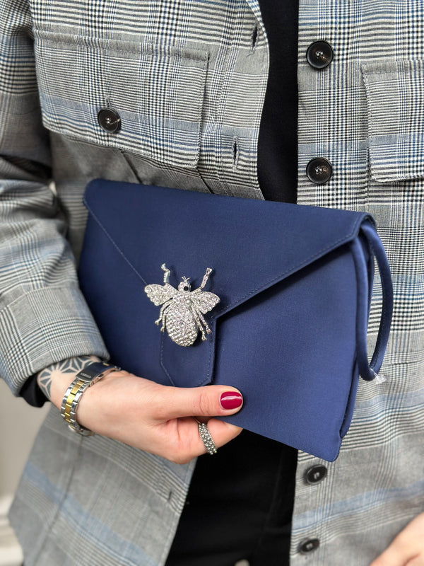 Wilbur & Gussie Blue Silk Clutch