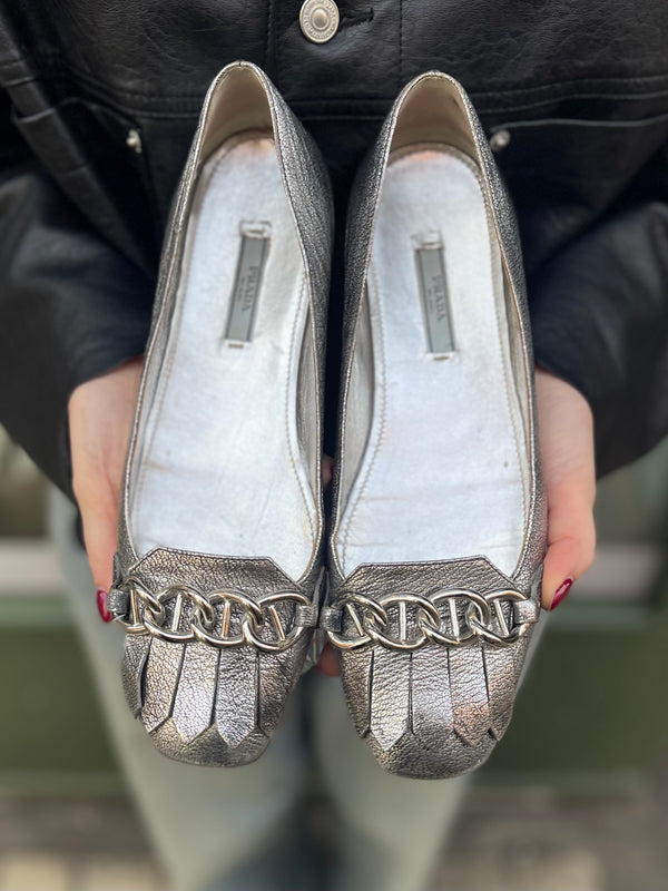 Prada Size UK 6 Silver Shoes