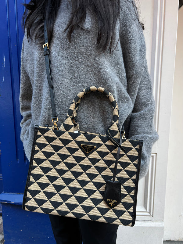 Prada Symbole Jacquard Canvas Tote