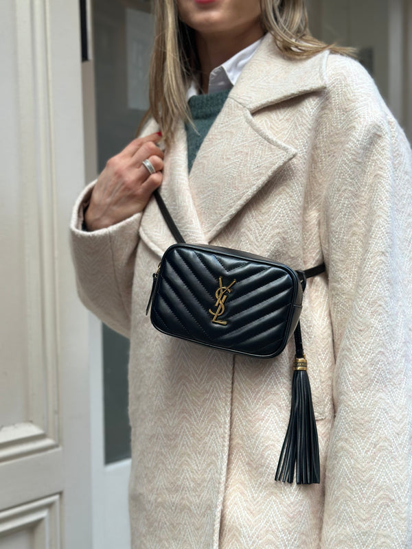 Saint Laurent Black Leather “Lou” Belt Bag