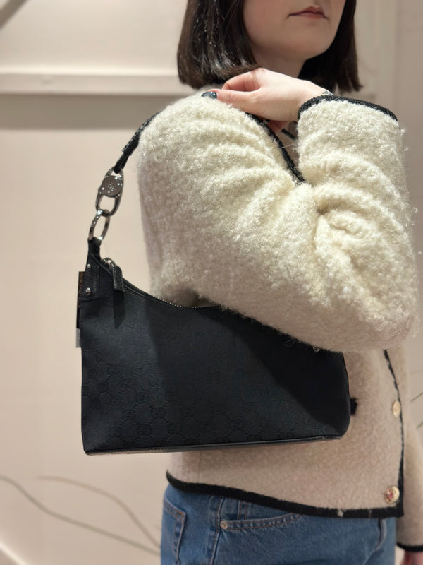 Gucci Black Canvas Guccissima Shoulder Handbag