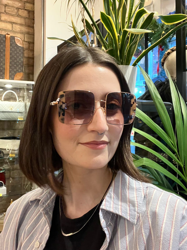 MiuMiu Goldtone Square Sunglasses