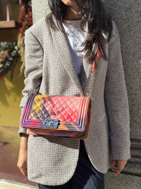 Chanel Multi Colour Lambskin Leather "Graffiti" Boy Bag