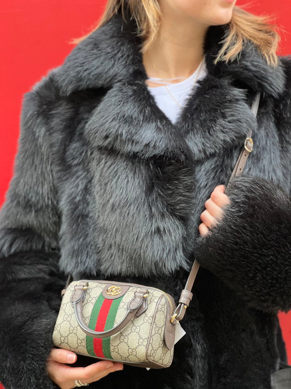 Gucci Monogram Canvas Ophidia Mini Boston Bag