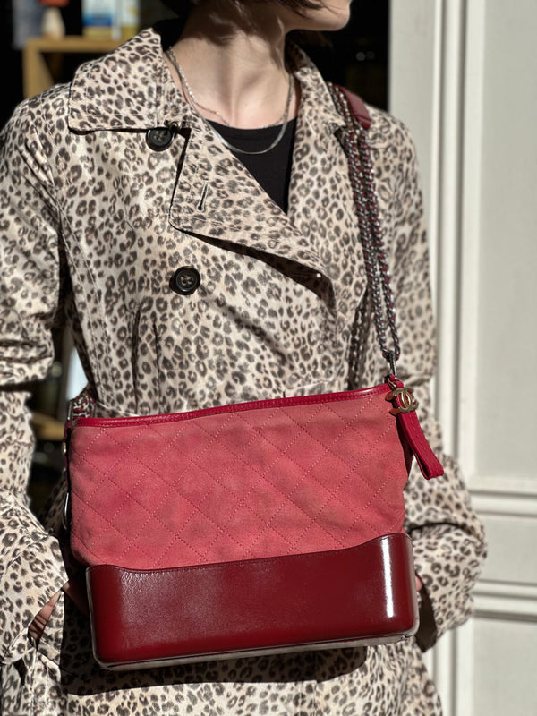 Chanel Red Leather & Suede Gabrielle Crossbody