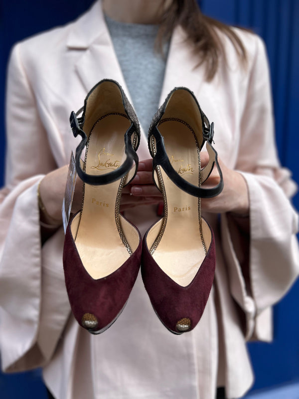 Christian Louboutin Snakeskin Effect Leather Heels - Size UK 5.5