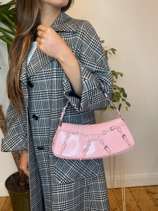 Dior Pink Patent Leather Bondage Shoulder Bag